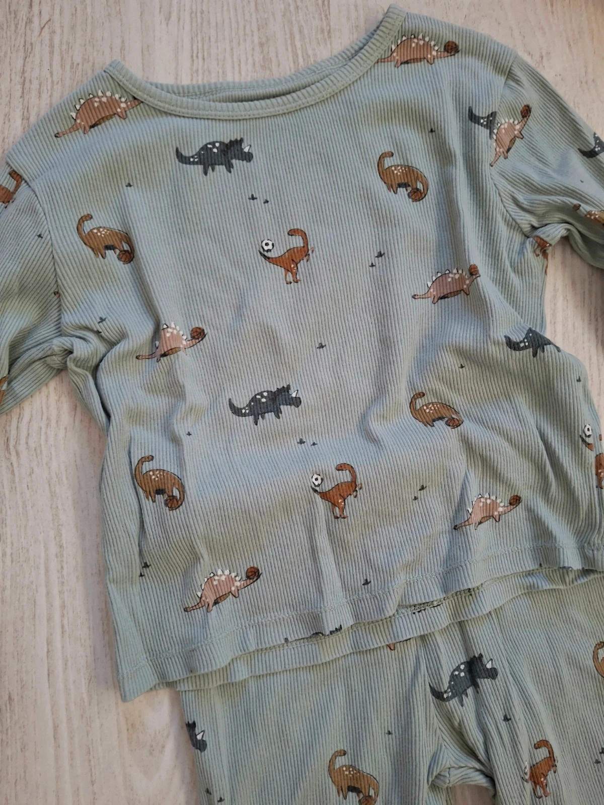 🌙 Lot/conjunto de pijama de 2 piezas para niño azul marino/verde agua acanalado Kiabi – Talla 4 años🌙 – photo 7